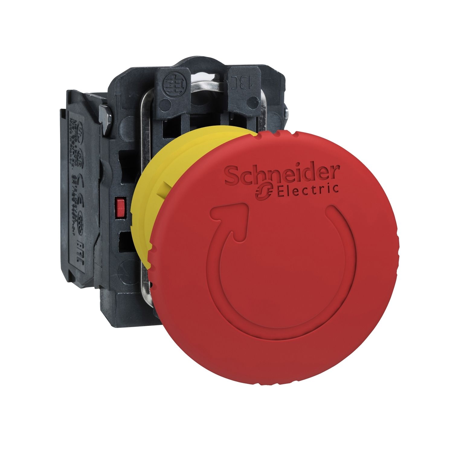 Schneider XB5AS8442 Harmony XB5 kırmızı Ø40 Acil durdurma butonu Ø22 mandallama döndürülerek serbest bırakılan 1NK