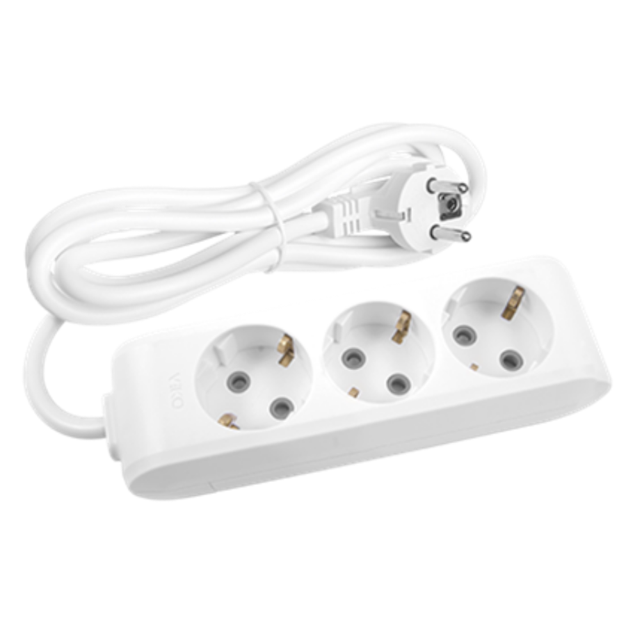 Viko 90113305 Multi-Let Beyaz Üçlü Priz Topraklı Kablolu Ç.K. 5 Metre