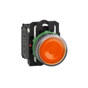 Schneider XB5AW35B5 Turuncu Işıklı Buton Ø22 Yaylı Dönüş 1NA+1NK 24V