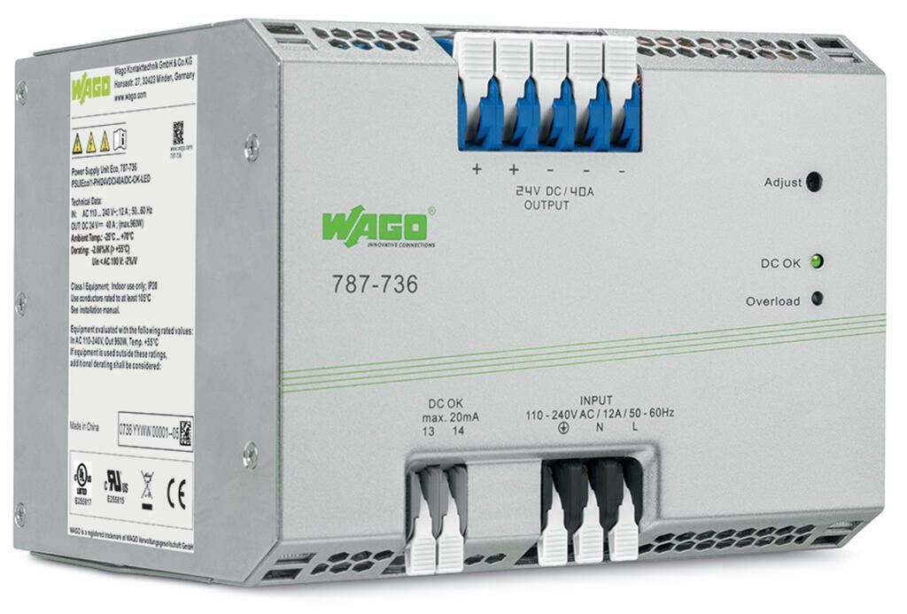 Wago 787-736 24VDC 40A Monofaze Güç Kaynağı
