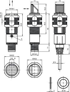 PRK318B/4P-M12 50116859 4,5M PNP M18 Reflektörlü Sensör