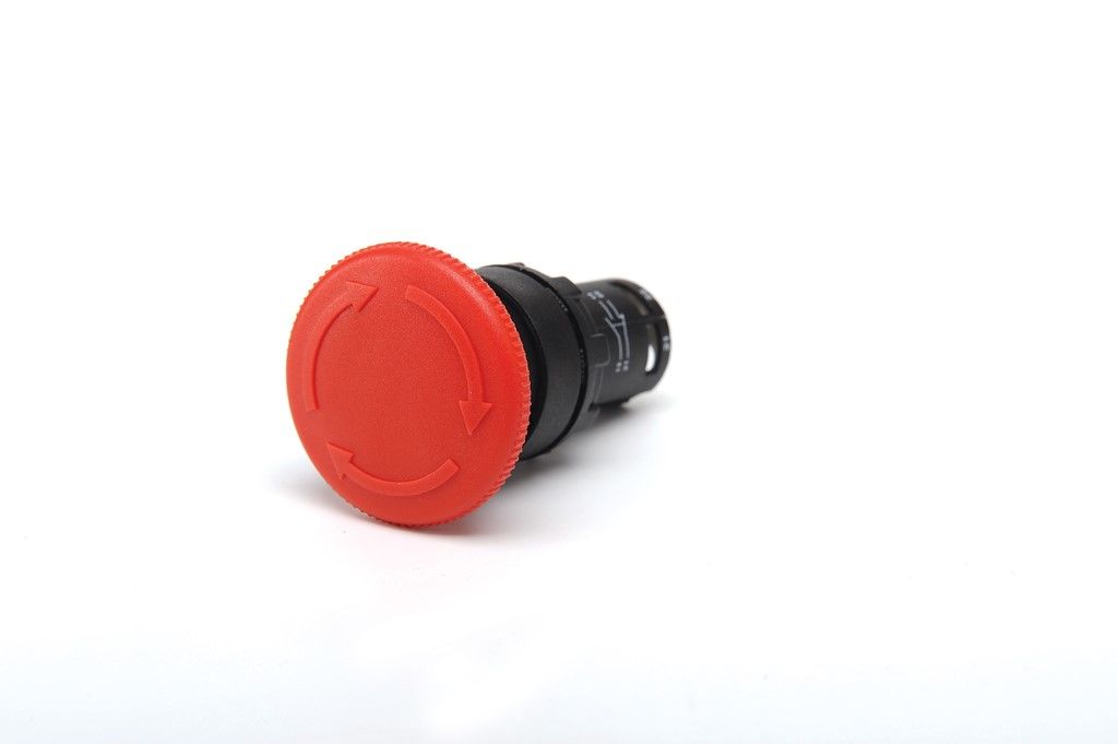 Emas MB200E MB Serisi Plastik 1NC Acil Stop 40 mm Çevirmeli Kırmızı 22 mm Buton