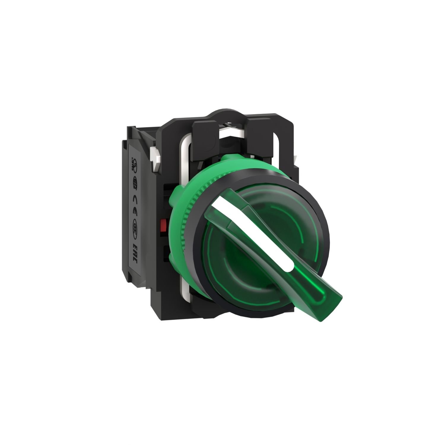 Schneider XB5AK123B5 Yeşil Işıklı Mandal Buton Ø22 2 Konumlu Sabit 1NA+1NK 24V