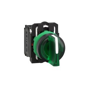 Schneider XB5AK133B5 Yeşil Işıklı Mandal Buton Ø22 3 Konumlu Sabit 1NA+1NK 24V
