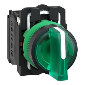 Schneider XB5AK133M5 Yeşil Işıklı Mandal Buton Ø22 3 Konumlu Sabit 1NA+1NK 230V