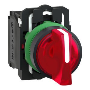 Schneider XB5AK134M5 Kırmızı Işıklı Mandal Buton Ø22 3 Konumlu Sabit 1NA+1NK 230V