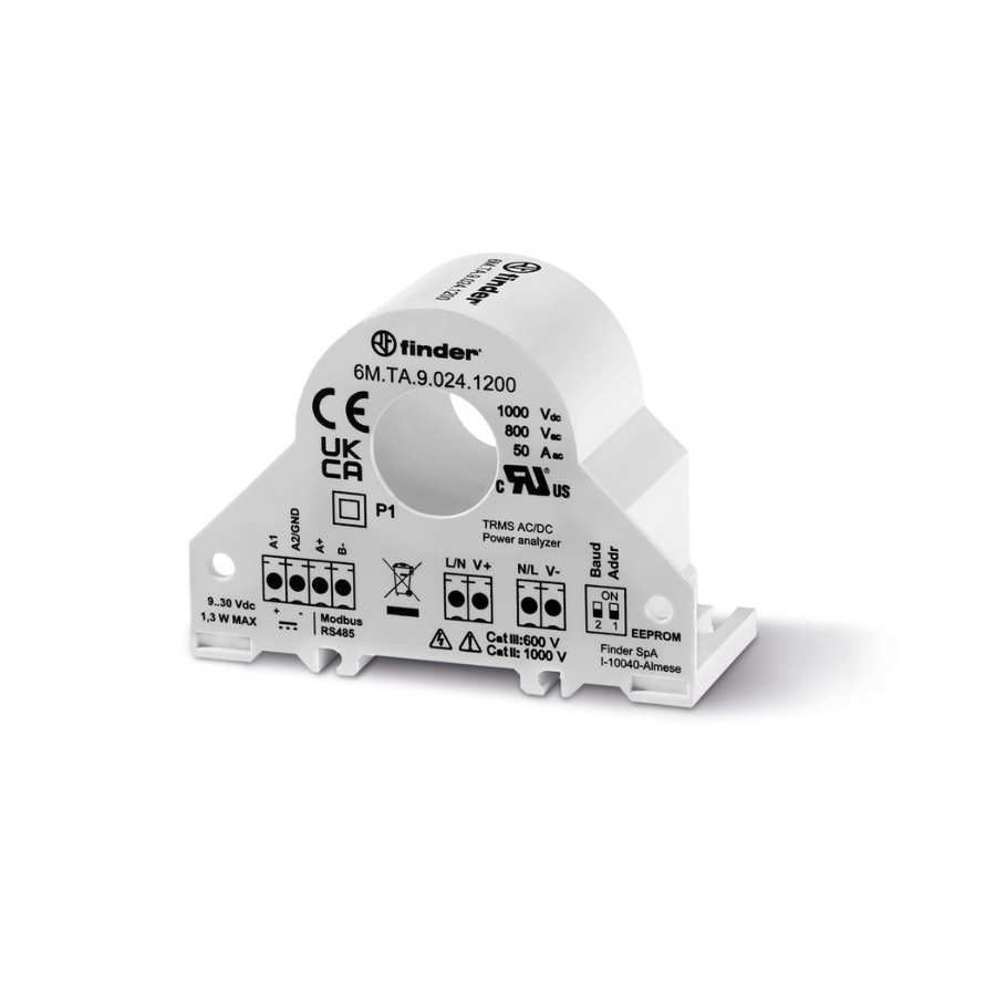 Finder 6M.TA.9.024.1200 Modbuslı AC/DC 50A Tek Faz Akım Trafosu