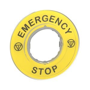 Schneider ZBY9320 Etiket Tutucu Ø60 Acil Durdurma Plastik Sarı EMERGENCY STOP