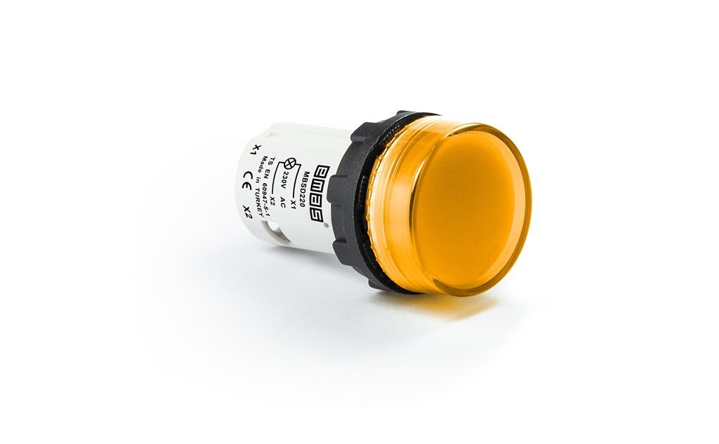Emas MBSD220S MB Serisi Plastik LED'li 230V AC Sarı 22 mm Sinyal