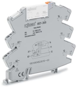 Wago 857-369 24-230V AC/DC 1 CO 6A Led Göstergeli Altın Kontak Slim Röle