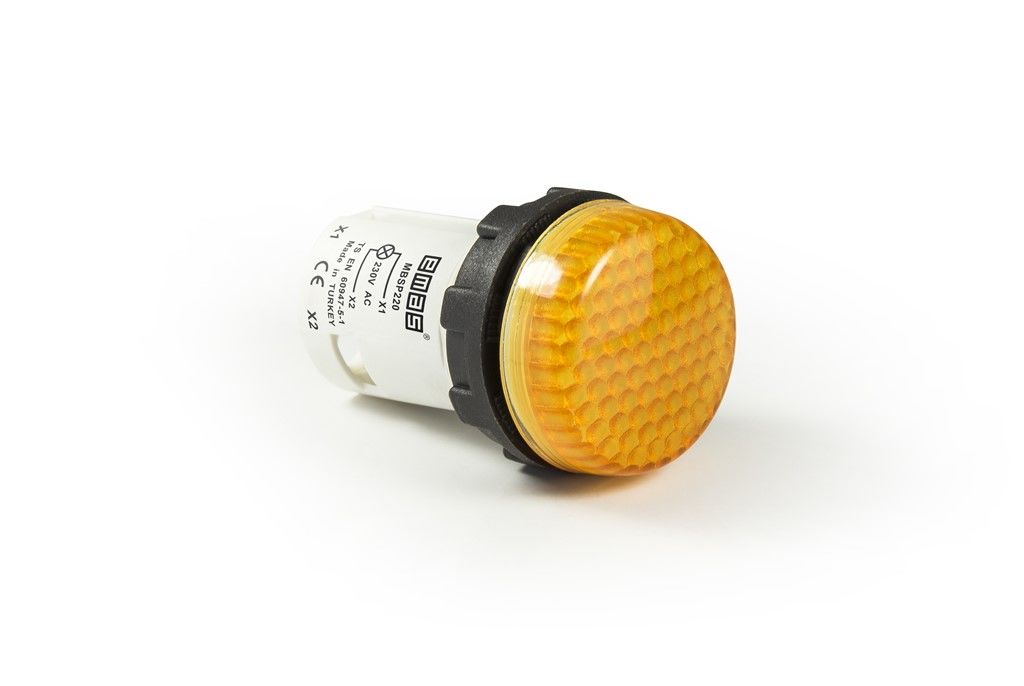 Emas MBSP220S MB Serisi Plastik LED'li 230V AC Sarı 22 mm Sinyal