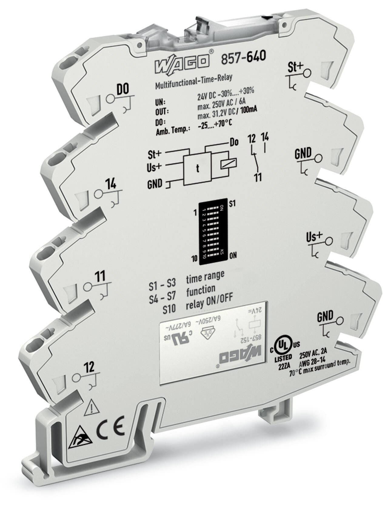 Wago 857-640 24VDC 6A Ledli Çok Fonksiyonlu Zaman Gecikmeli Röle
