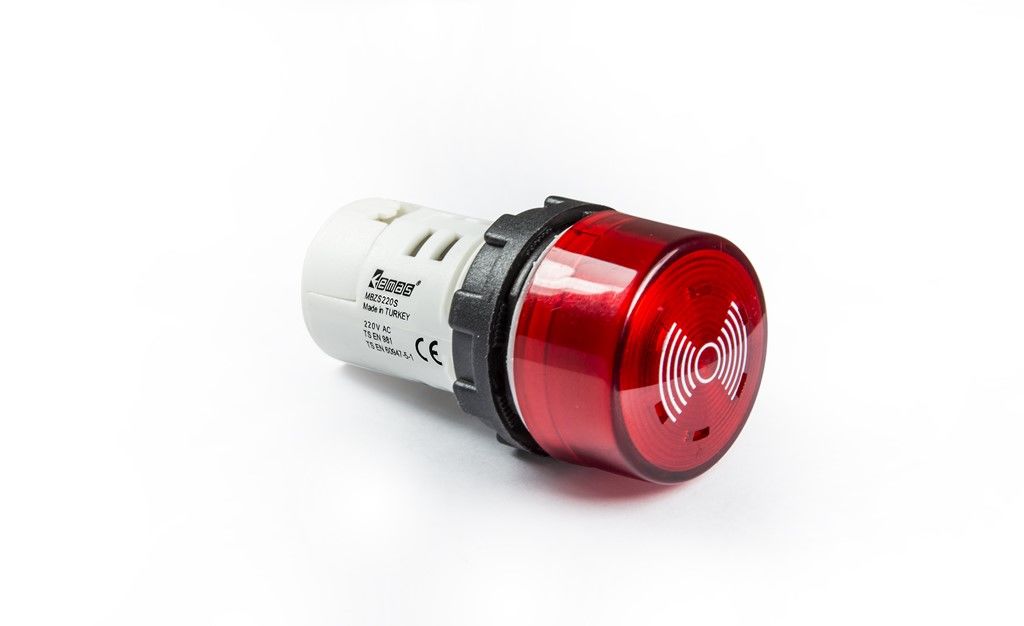 Emas MBZS220S MB Serisi Plastik LED'li 230V AC 22 mm Buzzer