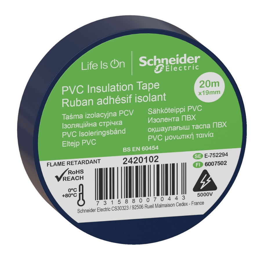 Schneider 2420102 İzolasyon Elektrik Bandı 19mmx20mt Mavi