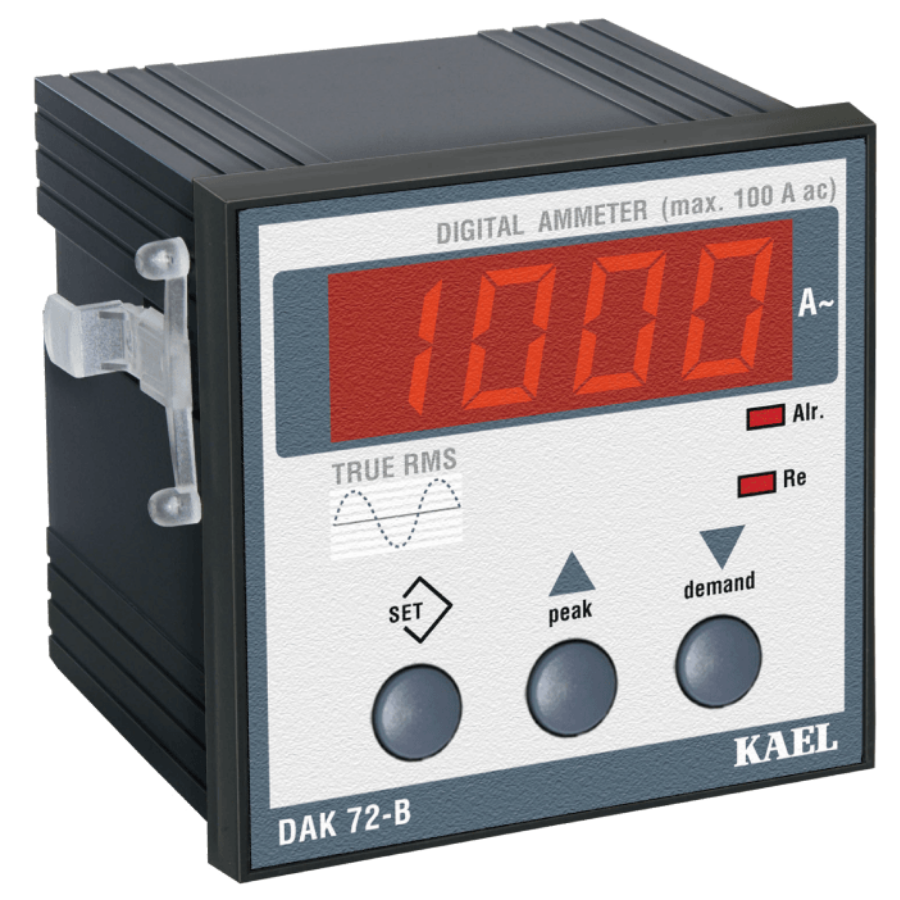Kael DAK-72-B 100A  Aşırı Akım Setli 220VAC Direkt Ampermetre