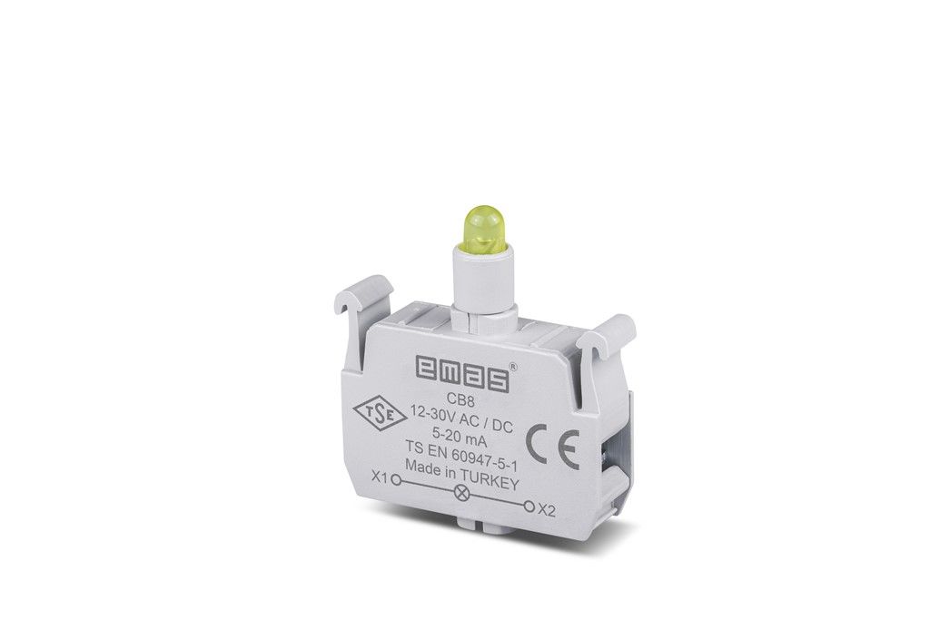 Emas CB8 Yedek LED'li 12-30V AC/DC Sarı Sinyal Blok