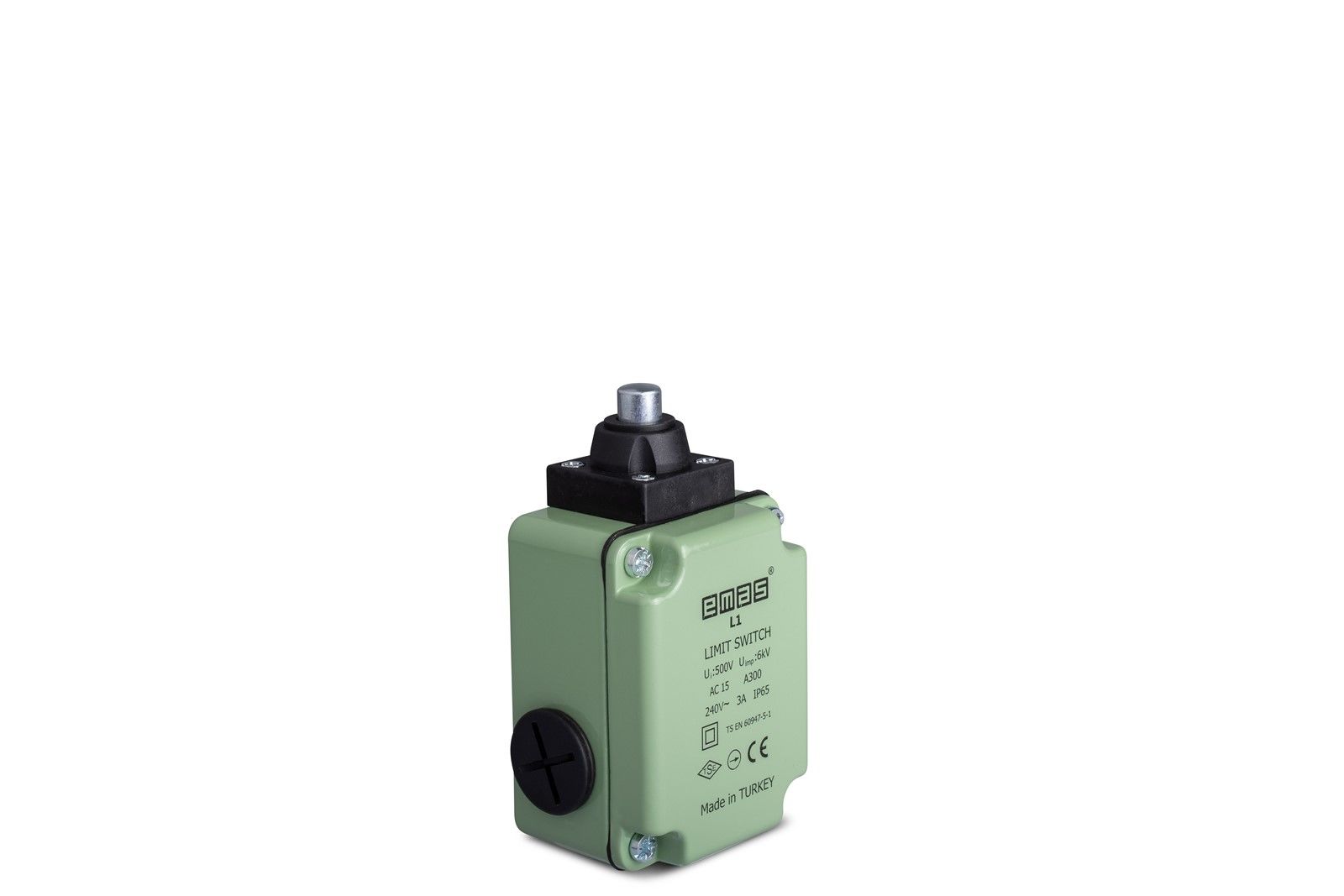 Emas L1K13PUM211 L1 Metal Gövde 10 mm Metal Pim Ani Hareketli 1NO+1NC Sınır Şalter