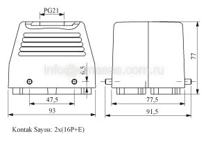 Emas EBM32FU30 Metal 32 Kontak Uzatma Tipi Fiş 16A Üstten Girişli Çok Kontaklı
