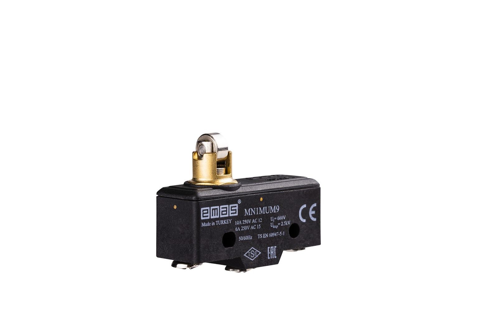 Emas MN1MUM9 Metal Makaralı Pimli 1CO MN1 Serisi Plastik Mini Switch