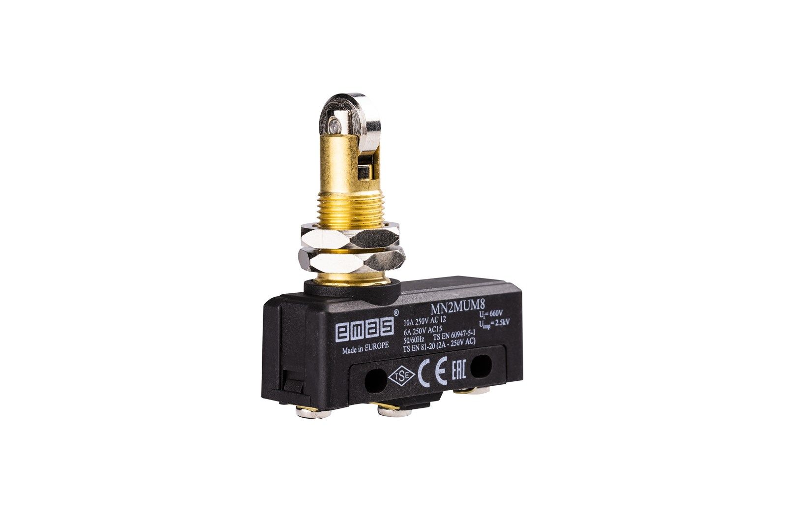 Emas MN2MUM8 Metal Makaralı Pimli 1CO MN2 Serisi Plastik Mini Switch