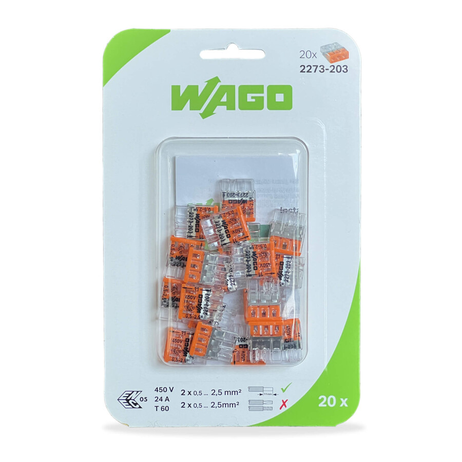 Wago 2273-203 3x2.5 mm 3 Lü Çok Amaçlı Buat Klemens Turuncu