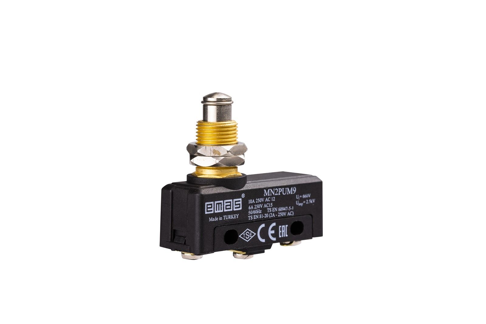 Emas MN2PUM9 Metal Kalın Pimli 1CO MN2 Serisi Plastik Mini Switch