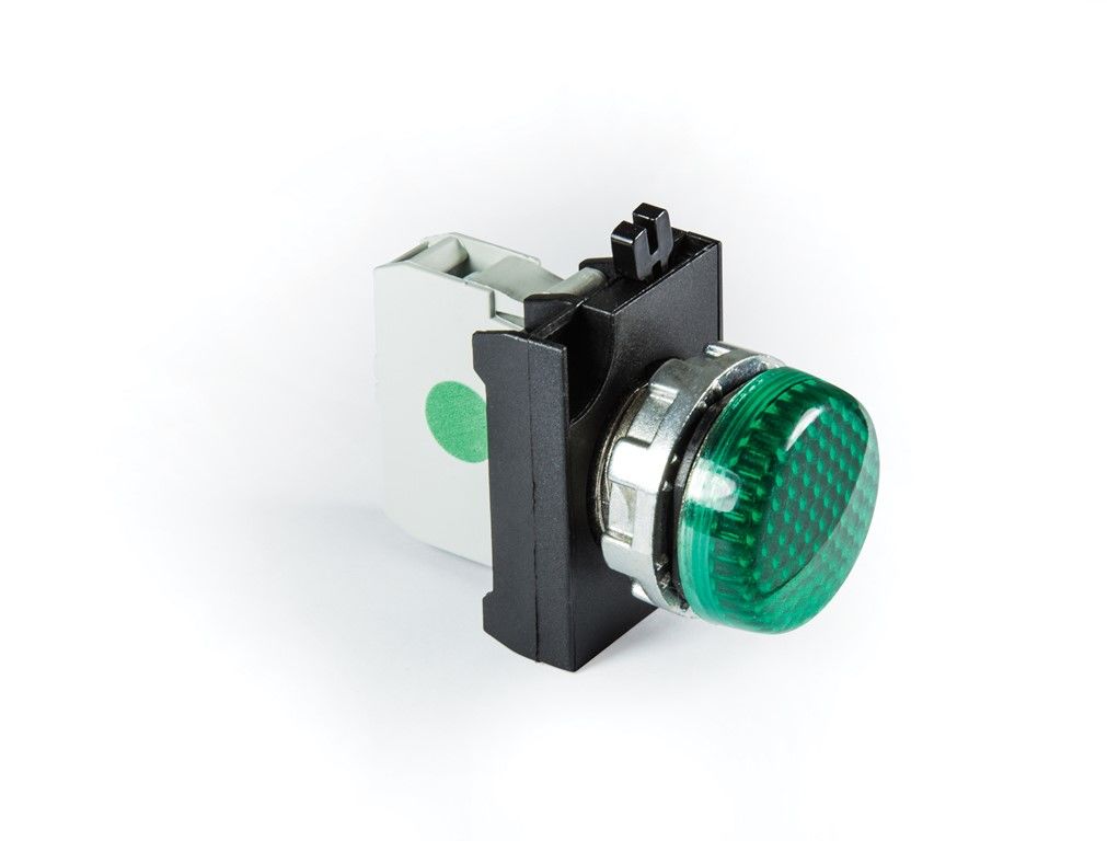 Emas CM0Y0XY CM Serisi Metal LED'li 100-230V AC Yeşil 22 mm Sinyal