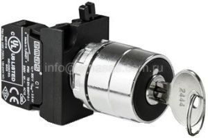 Emas CM100AA20 CM Serisi Metal 1NO (0-I) 60° Anahtarlı Kalıcı 0 Pozisyonunda Anahtarı Çıkan 22 mm Buton