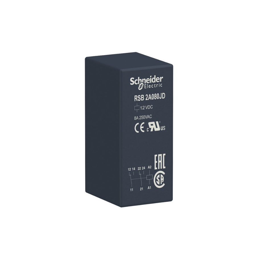 Schneider RSB2A080JD 12VDC 8A 2 Kontak 8 Pin Röle