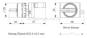 Emas CM100S21 CM Serisi Metal 1NO (0-I) 60° SeçiciDönüşlü 22 mm Buton
