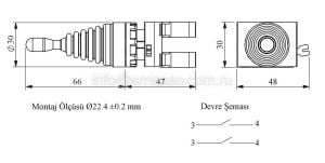 Emas CM101DJ21 CM Serisi Metal 1NO+1NO Joystick Dönüşlü 2 Pozisyonlu 22 mm Buton