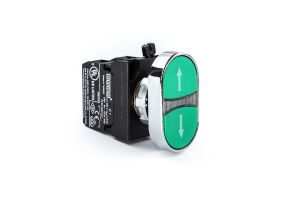 Emas CM101K20YYOK CM Serisi Metal 2NO Çiftli Düz Yeşil-Yeşil (Ok) İşareti Baskılı 22 mm Buton