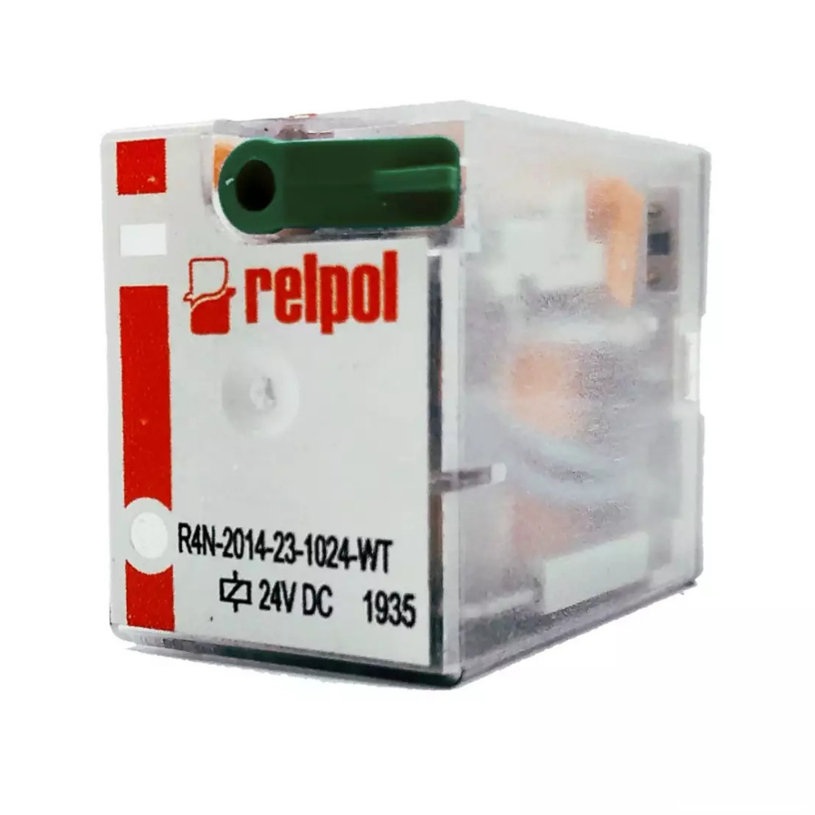 Relpol R4N-2014-23-1024-WT 4 Kontak 7A 24VDC Röle Mekanik Göstergeli Test Butonlu
