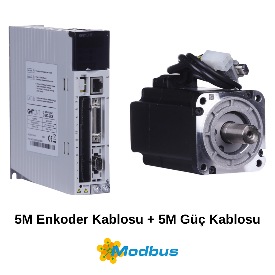 GMTCNT 1 kW Servo Motor,Sürücü,Enkoder Güç Kablo Set 5M Modbus