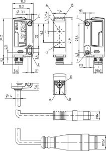 HT3CL2/4P-M8 50129395 55CM PNP Arka Plan Bastırmalı Sensör