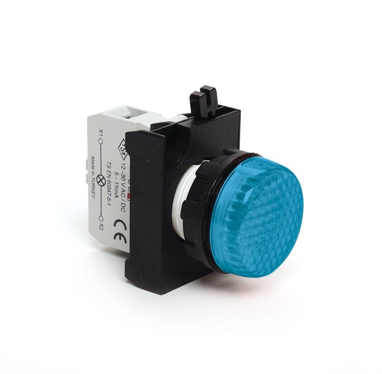 Emas CP070XM CP Serisi Plastik LED'li 12-30V AC/DC Mavi 22 mm Sinyal