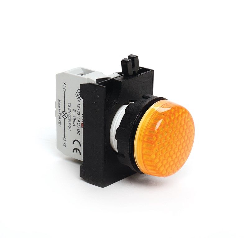 Emas CP080XS CP Serisi Plastik LED'li 12-30V AC/DC Sarı 22 mm Sinyal