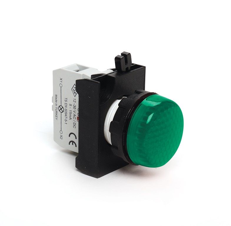 Emas CP090XY CP Serisi Plastik LED'li 12-30V AC/DC Yeşil 22 mm Sinyal