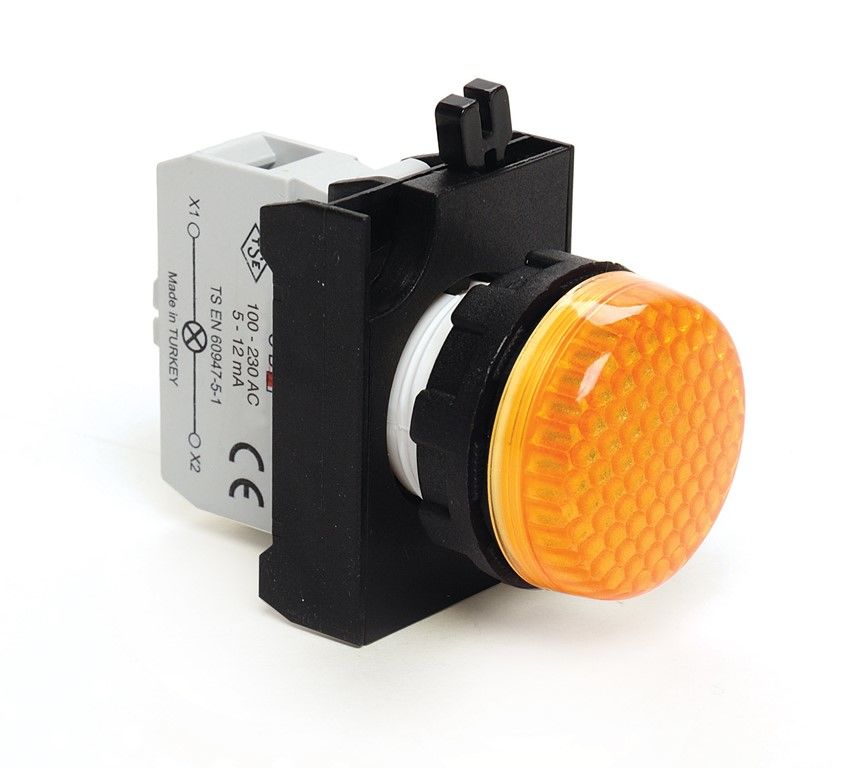 Emas CP0S0XS CP Serisi Plastik LED'li 100-230V AC Sarı 22 mm Sinyal