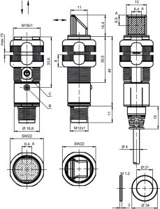 ET318B.3/4P 50122563 70CM PNP M18 Cisimden Yansımalı Sensör