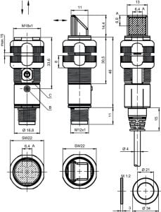 ET318B.3/4P 50122563 70CM PNP M18 Cisimden Yansımalı Sensör