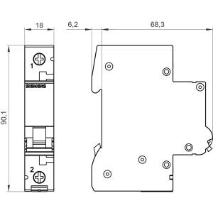 Siemens 5SL6125-7YA 6kA C Tipi 25 Amper Tekli Otomatik Sigorta