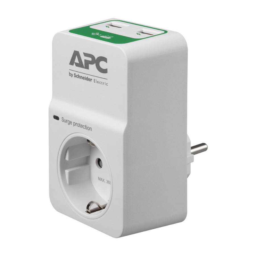 Schneider PM1WU2-GR 2 USB Portlu Tekli Akım Korumalı Priz