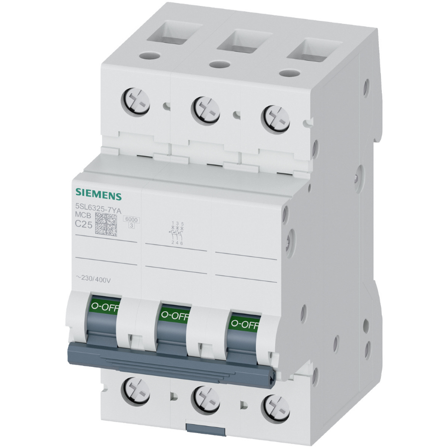 Siemens 5SL6325-7YA 6kA C Tipi 25 Amper Trifaze Otomatik Sigorta