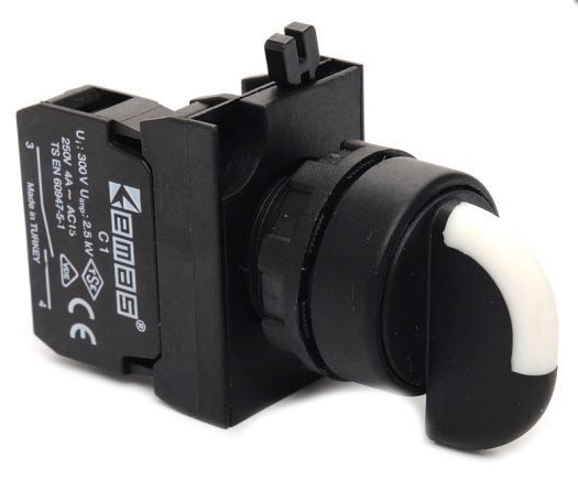Emas CP101S30 CP Serisi Plastik 2NO (II-0-I) 60° Seçici Kalıcı 22 mm Buton