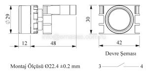 Emas B100DYOD B Serisi Plastik 1NO Yaylı Düz Yeşil Dikey (Ok) İşareti Baskılı 22 mm Buton