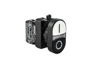 Emas CP102K20HB CP Serisi Plastik 1NO+1NC Çiftli Düz Siyah-Beyaz 22 mm Buton