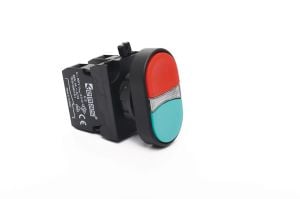 Emas CP102K20KY CP Serisi Plastik 1NO+1NC Çiftli Düz Kırmızı-Yeşil 22 mm Buton