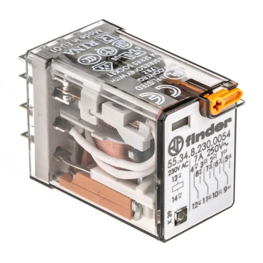 Finder F.55.34.8.230.0054 4CO 7A Test Butonlu 230V AC Led'li Röle