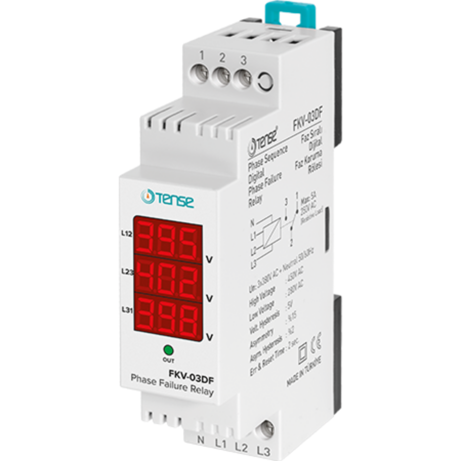 Tense FKV-03DF V-Otomat Tip Dijital Faz Koruma Rölesi